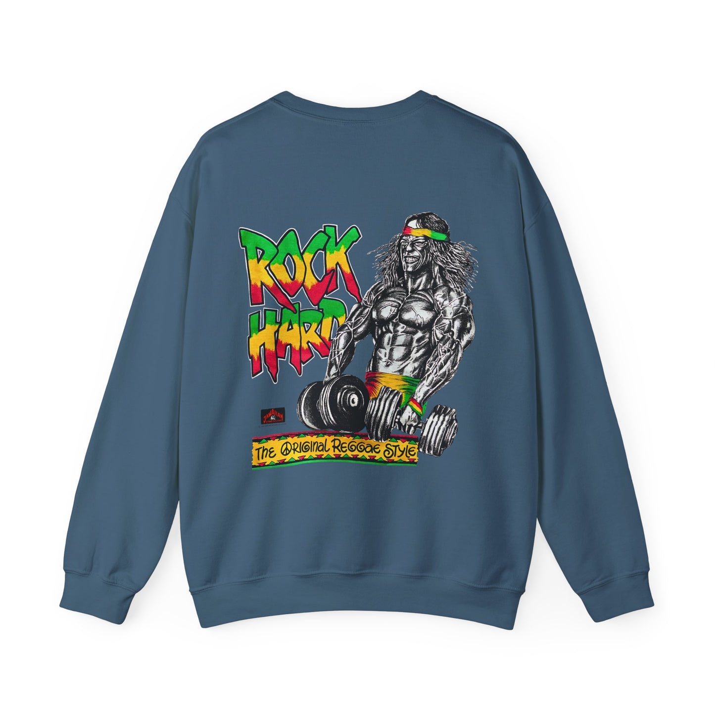 Jawaiian Strength Rock Hard The Original Reggae Style Vintage 90s Design New Print Unisex Heavy Blend™ Crewneck Sweatshirt