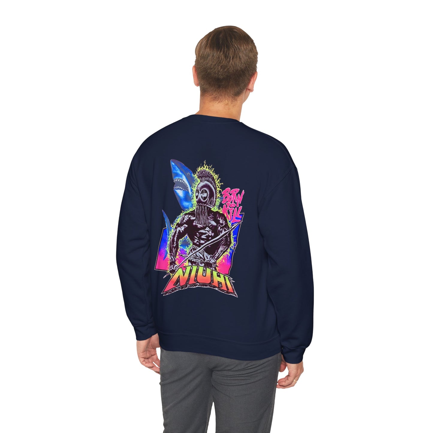 Hawaiian Strength Niuhi Born To Kill Vintage Design 90s New Print Unisex Heavy Blend™ Crewneck Sweatshirt