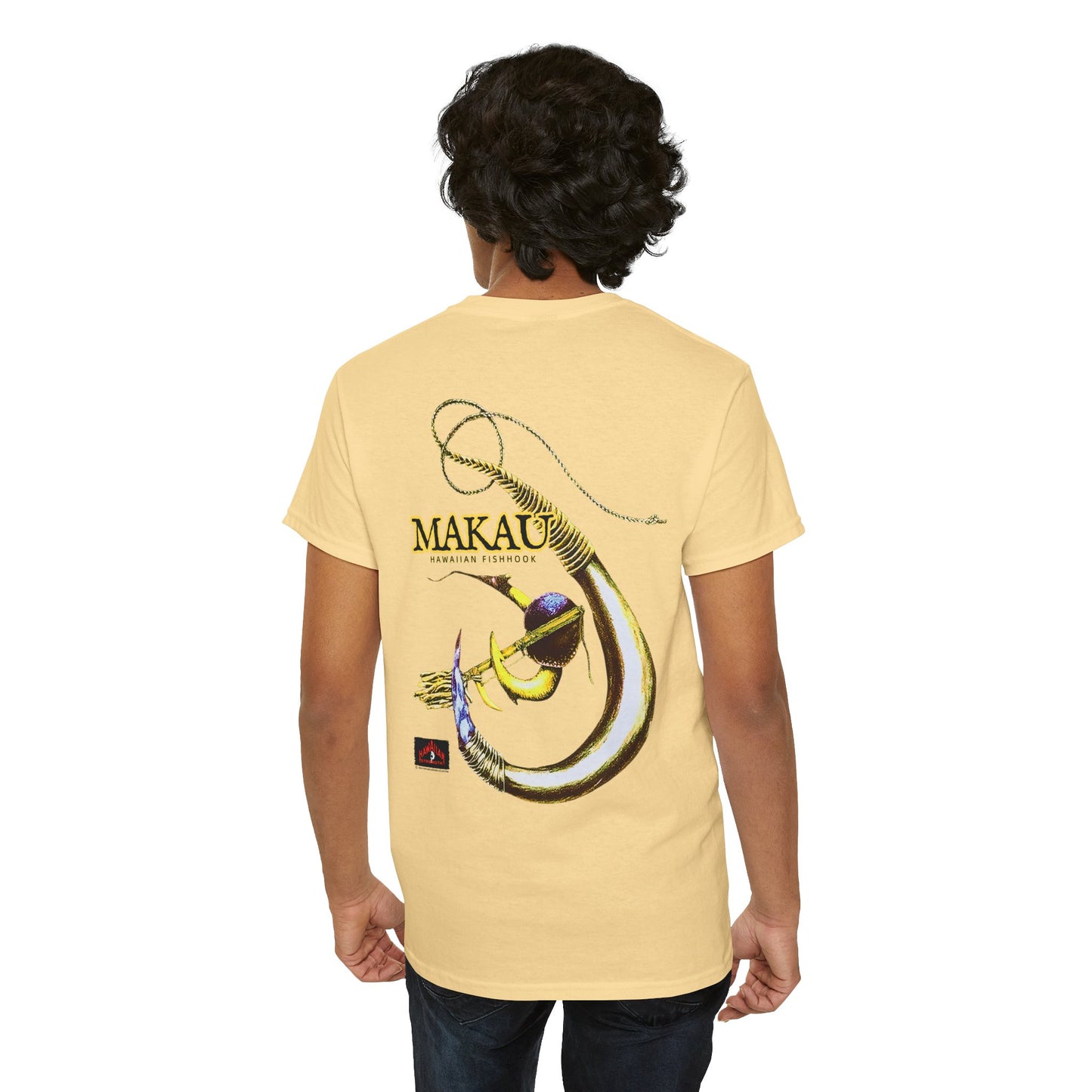 Hawaiian Strength Makau Hawaiian Fishhook Vintage Design 90s New Print Unisex Heavy Cotton Tee