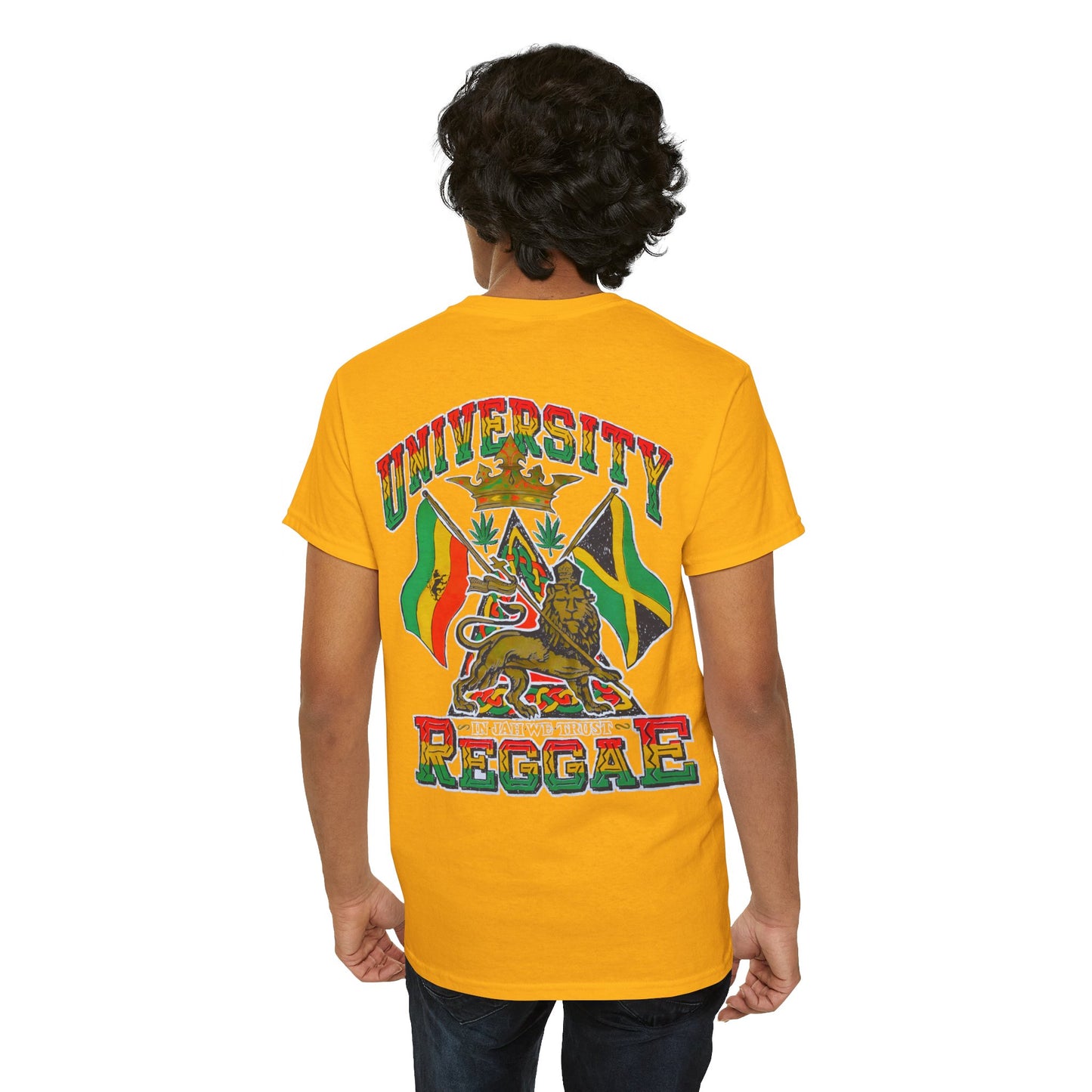 Jawaiian Strength University Reggae In Jah We Trust Vintage Design 90s New Print Unisex Heavy Cotton Tee