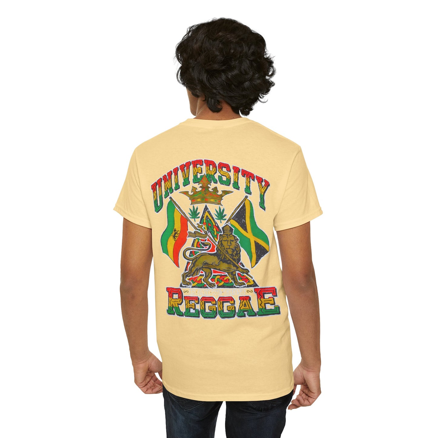 Jawaiian Strength University Reggae In Jah We Trust Vintage Design 90s New Print Unisex Heavy Cotton Tee