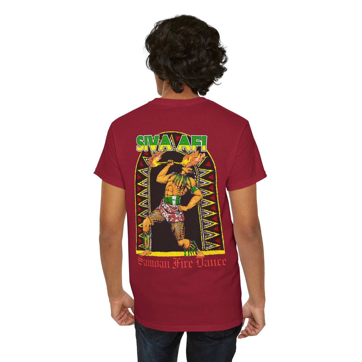 Samoan Strength Siva Afi Samoan Fire Dance Vintage Design 90s New Print Unisex Heavy Cotton Tee