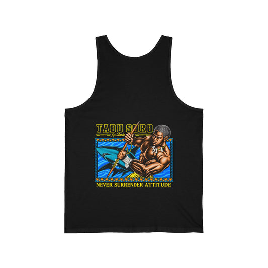 Local Strength Tabu Soro Fiji Islands Never Surrender Attitude Unisex Jersey Tank