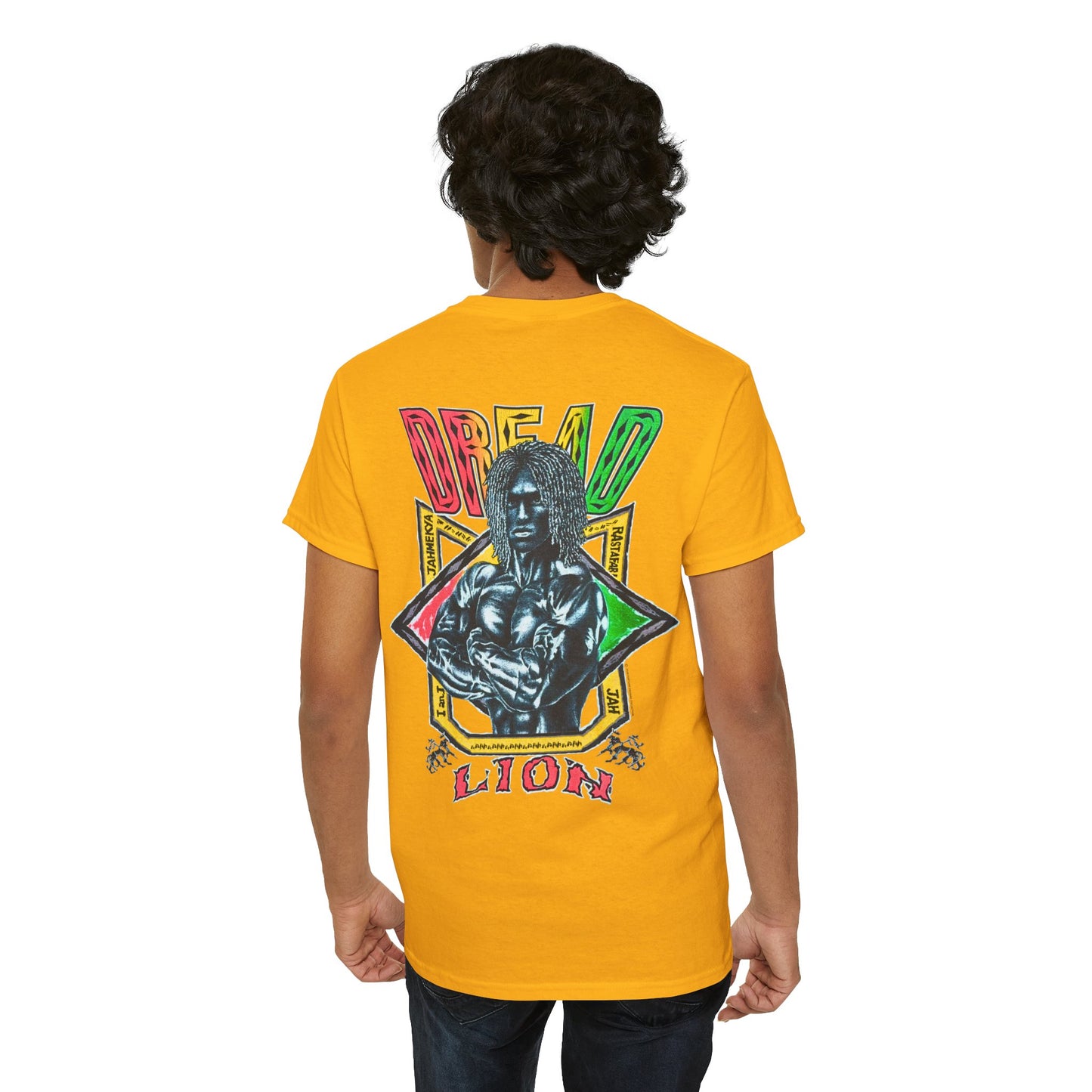 Jawaiian Strength Dread Lion Vintage 90s Design New Print Unisex Heavy Cotton Tee