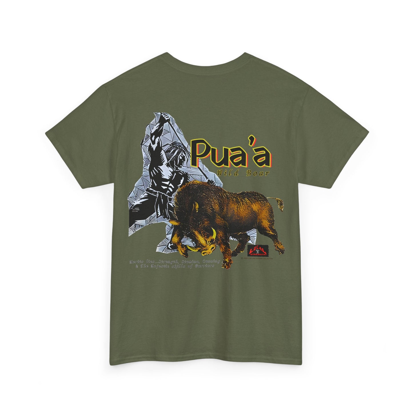 Local Strength Pua'a Wild Boar Vintage Design 90s New Print Unisex Heavy Cotton Tee