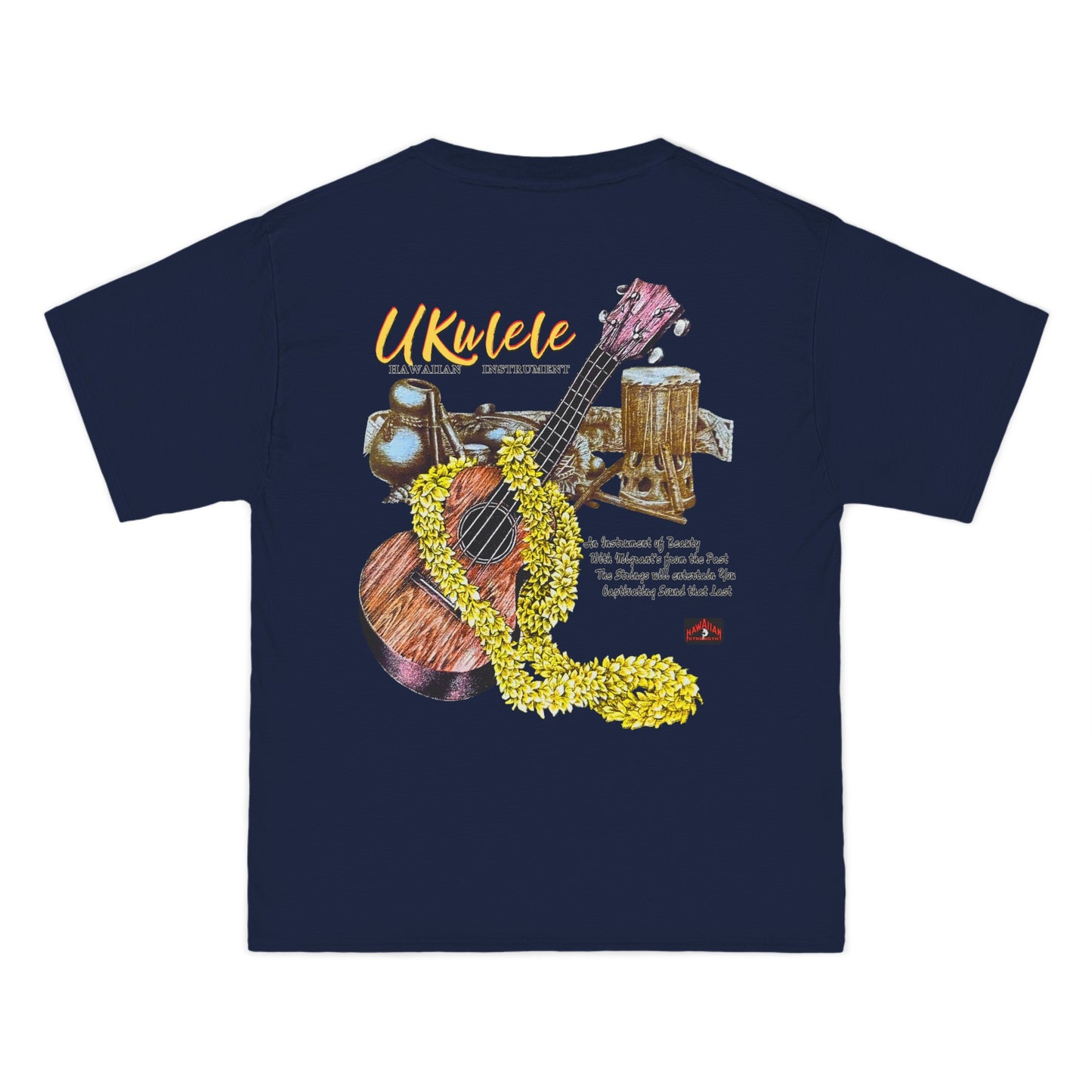 Hawaiian Strength Ukulele Hawaiian Instrument Vintage Design 90s New Print Beefy-T®  Short-Sleeve T-Shirt