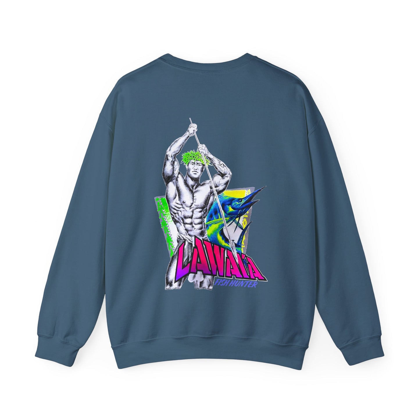 Hawaiian Strength Lawai'a Fish Hunter Vintage Design 90s New Print Unisex Heavy Blend™ Crewneck Sweatshirt