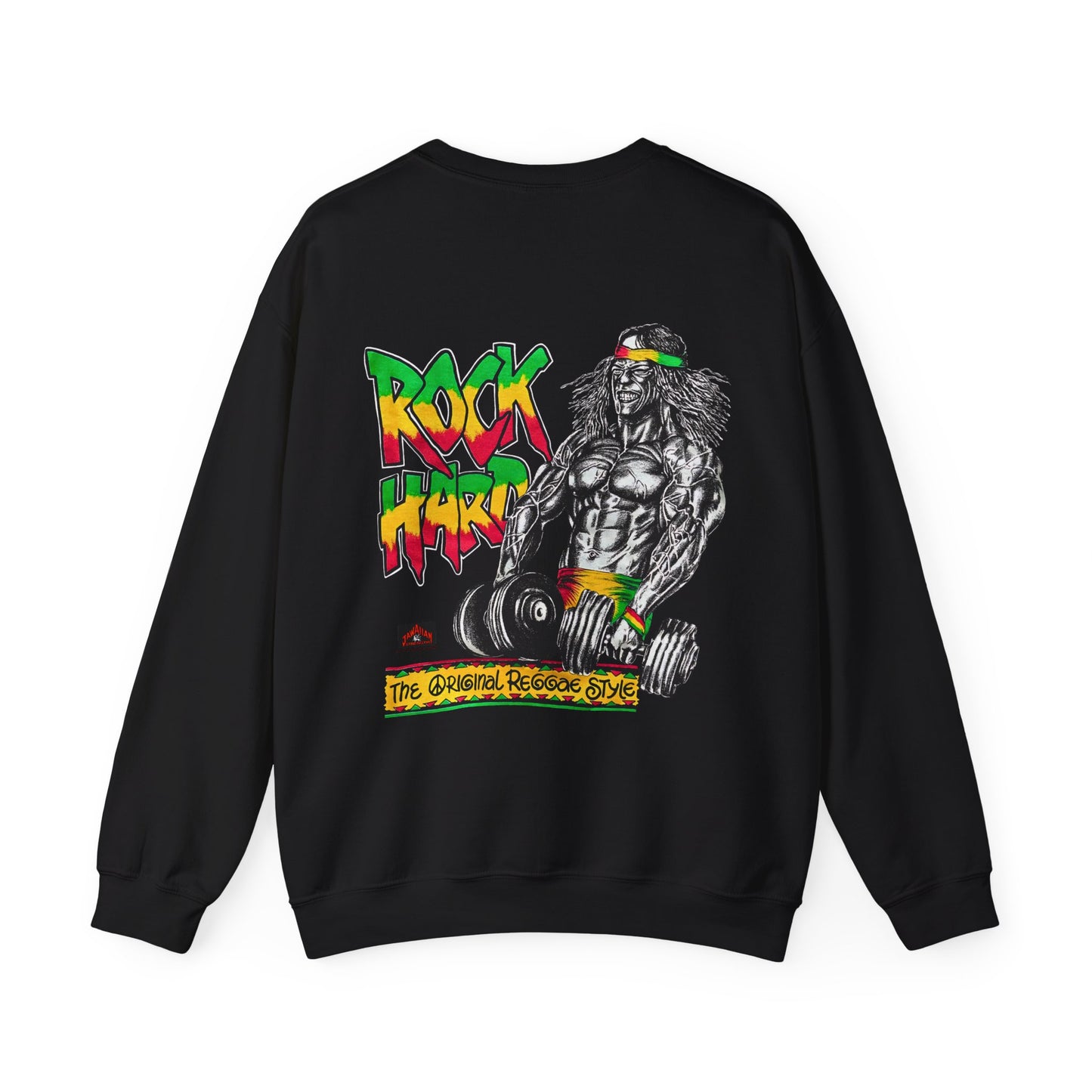 Jawaiian Strength Rock Hard The Original Reggae Style Vintage 90s Design New Print Unisex Heavy Blend™ Crewneck Sweatshirt