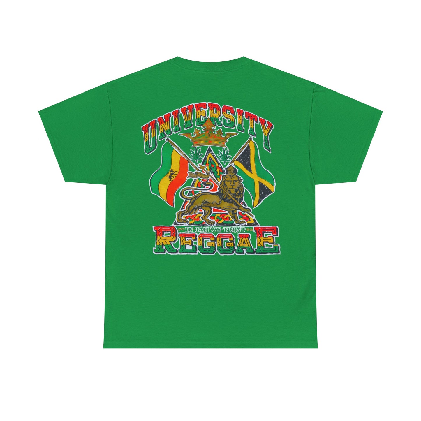 Jawaiian Strength University Reggae In Jah We Trust Vintage Design 90s New Print Unisex Heavy Cotton Tee