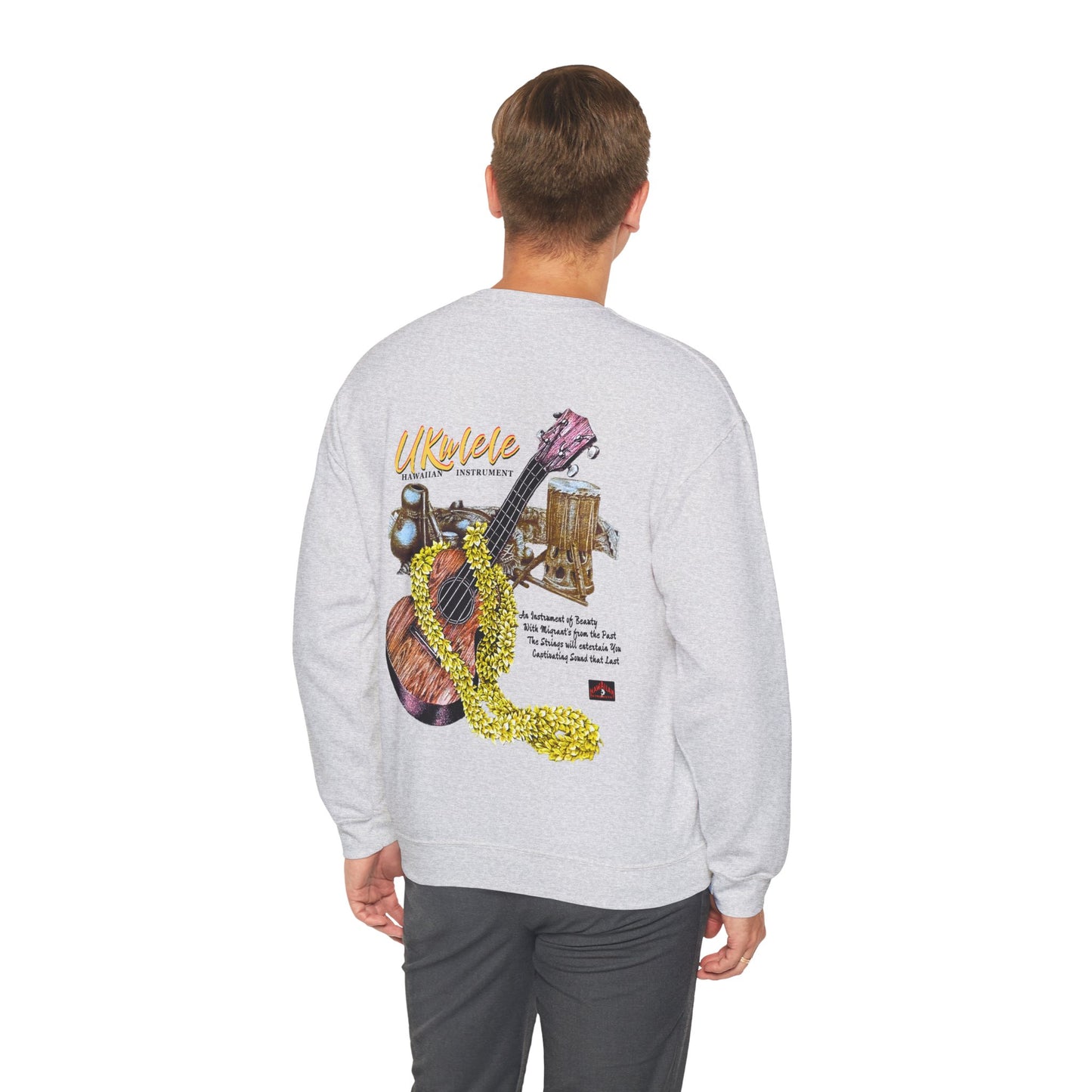 Hawaiian Strength Ukulele Hawaiian Instrument Vintage Design 90s New Print Unisex Heavy Blend™ Crewneck Sweatshirt