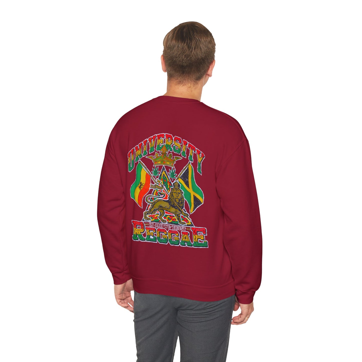 Jawaiian Strength University Reggae In Jah We Trust Vintage Design 90s New Print Unisex Heavy Blend™ Crewneck Sweatshirt