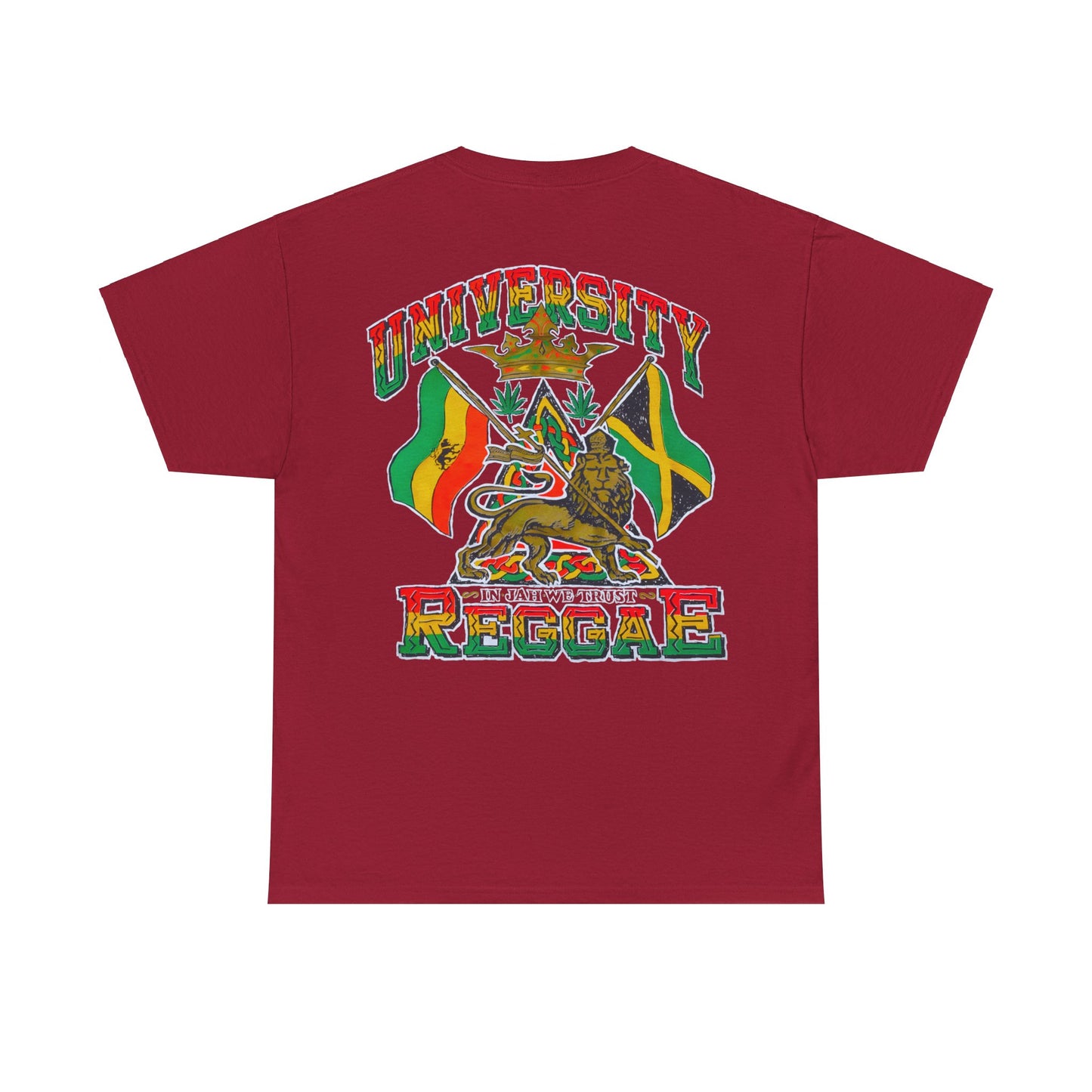 Jawaiian Strength University Reggae In Jah We Trust Vintage Design 90s New Print Unisex Heavy Cotton Tee