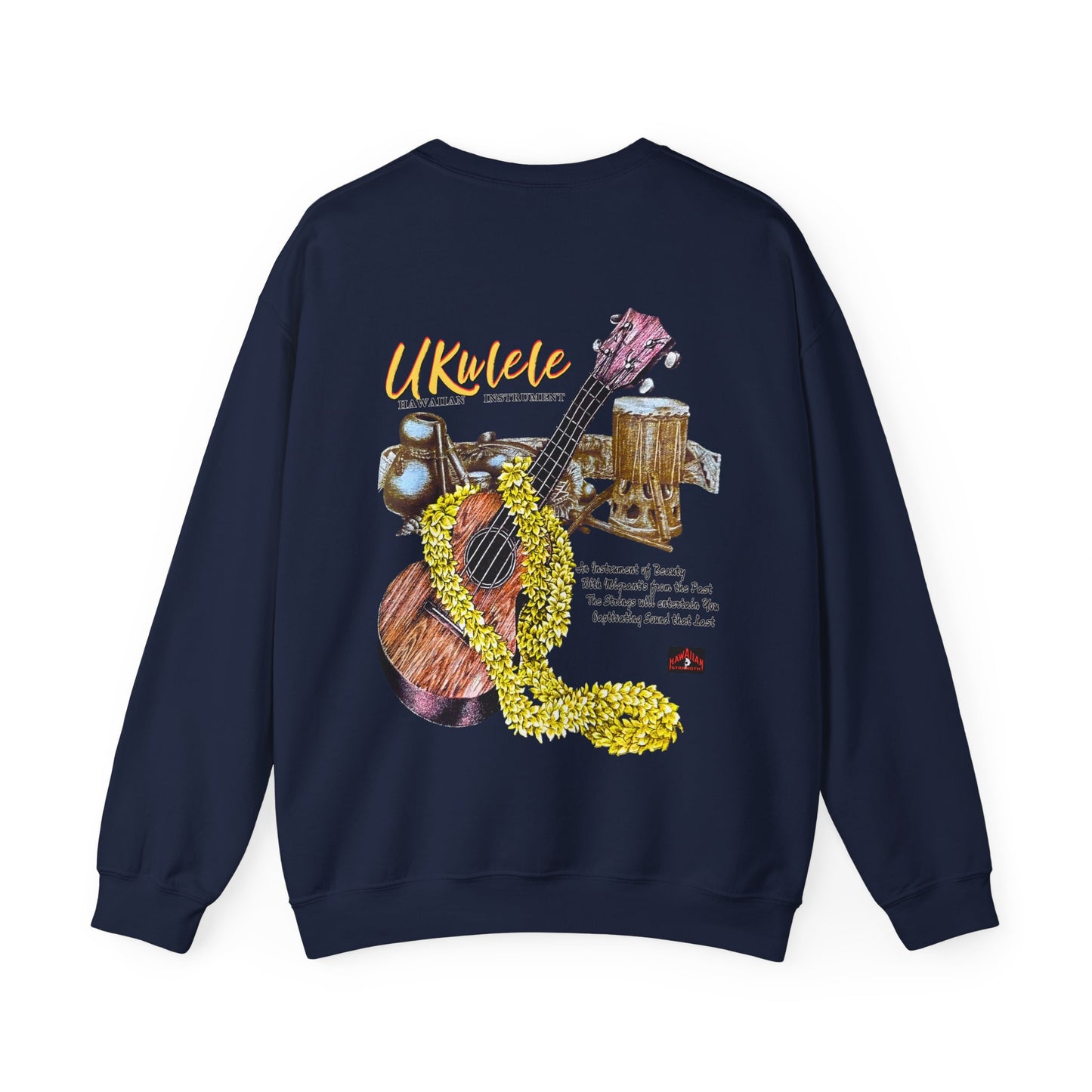 Hawaiian Strength Ukulele Hawaiian Instrument Vintage Design 90s New Print Unisex Heavy Blend™ Crewneck Sweatshirt