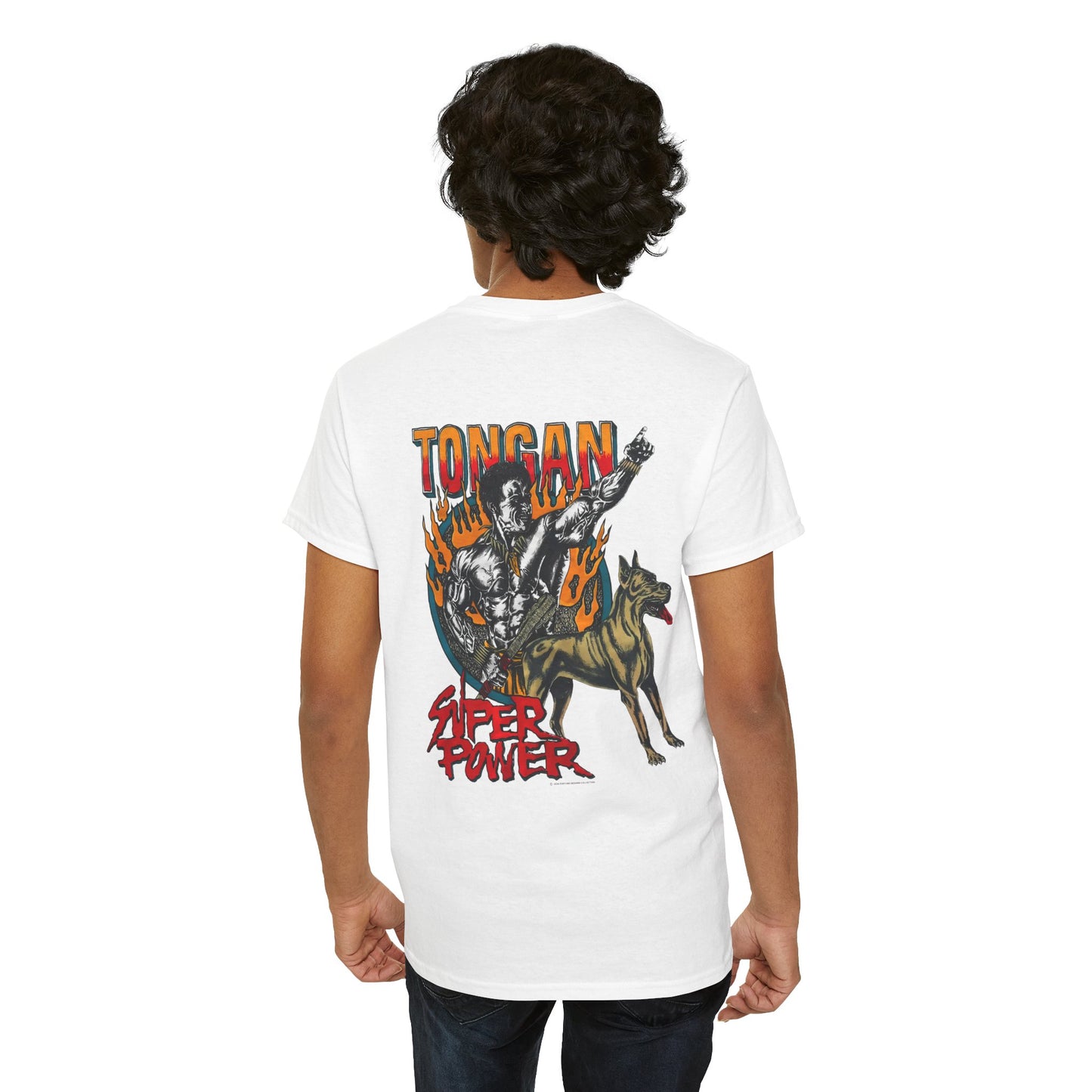 Local Strength Tongan Super Power Vintage 90s Design New Print Unisex Heavy Cotton Tee