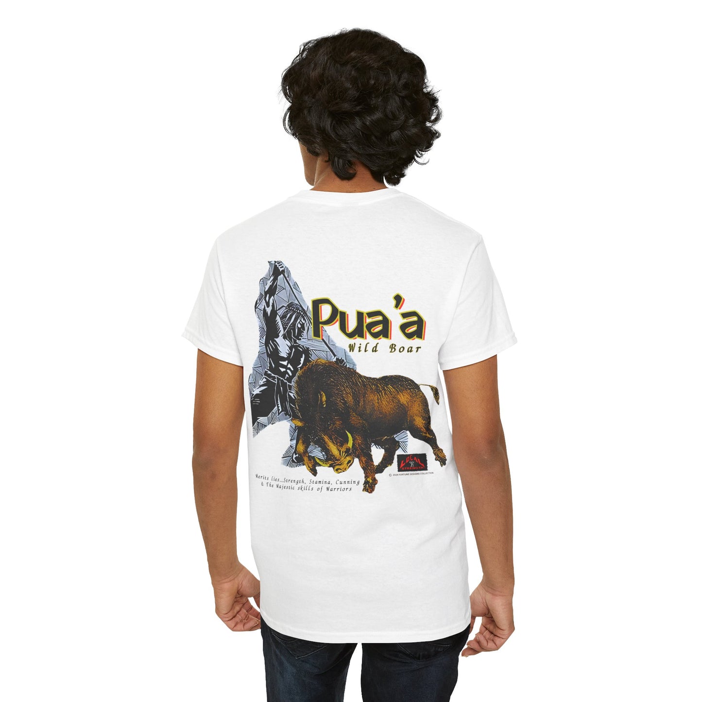 Local Strength Pua'a Wild Boar Vintage Design 90s New Print Unisex Heavy Cotton Tee