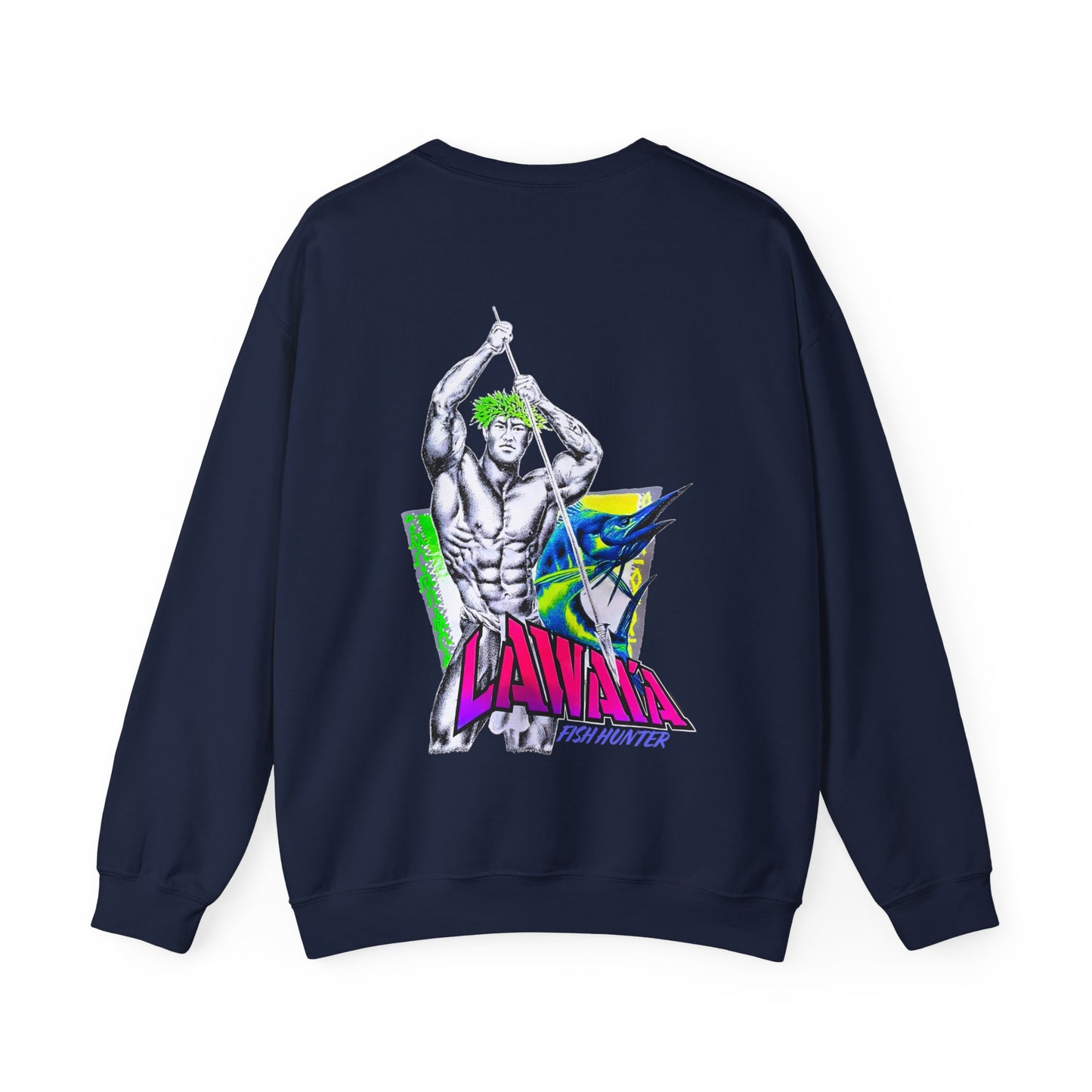 Hawaiian Strength Lawai'a Fish Hunter Vintage Design 90s New Print Unisex Heavy Blend™ Crewneck Sweatshirt