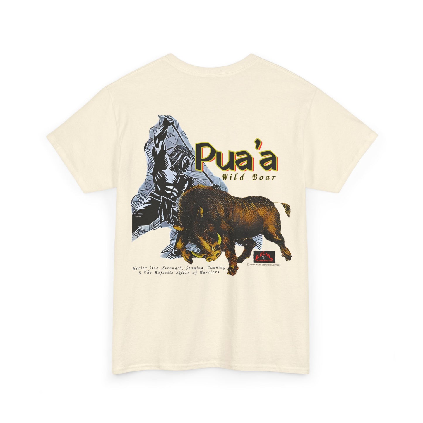 Local Strength Pua'a Wild Boar Vintage Design 90s New Print Unisex Heavy Cotton Tee