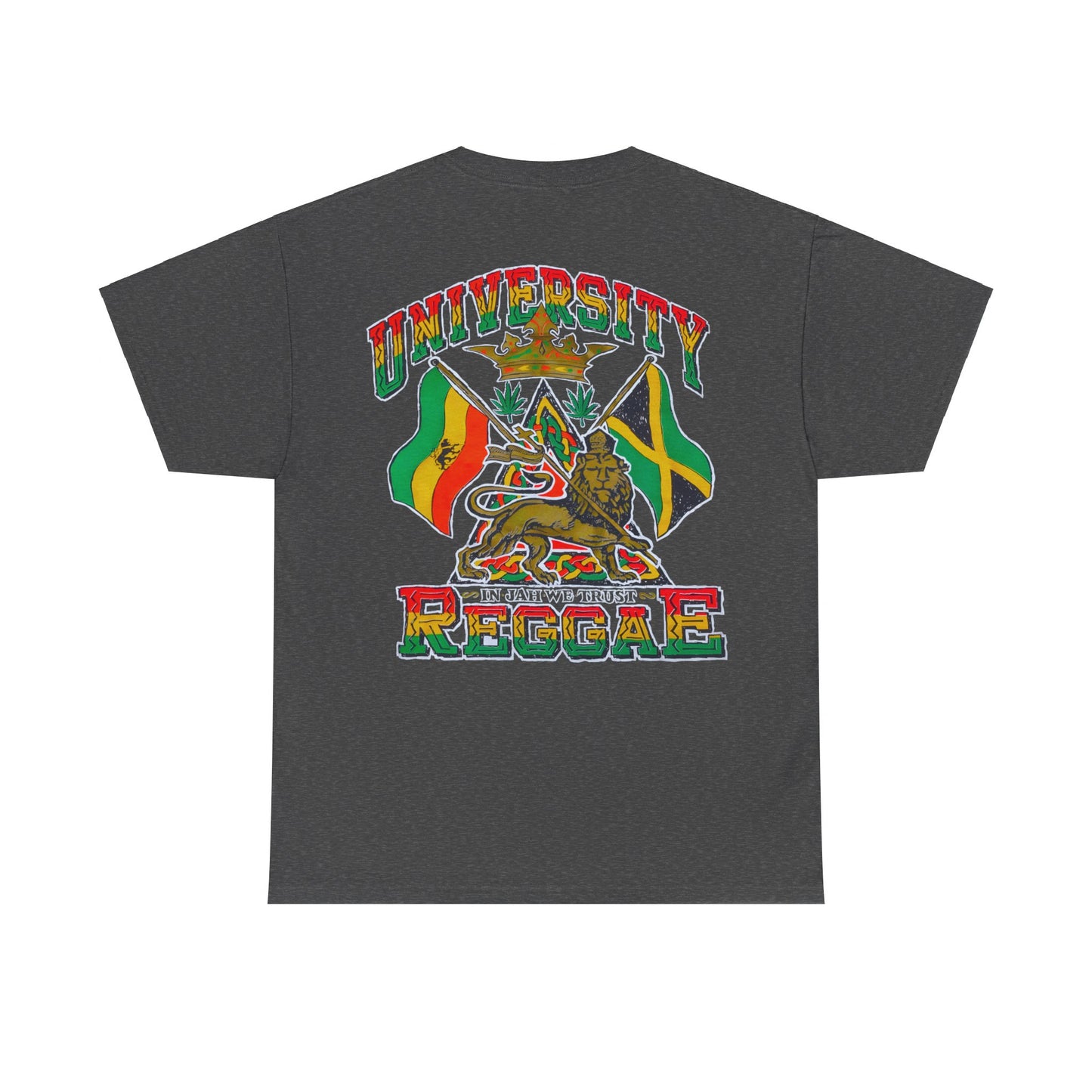 Jawaiian Strength University Reggae In Jah We Trust Vintage Design 90s New Print Unisex Heavy Cotton Tee