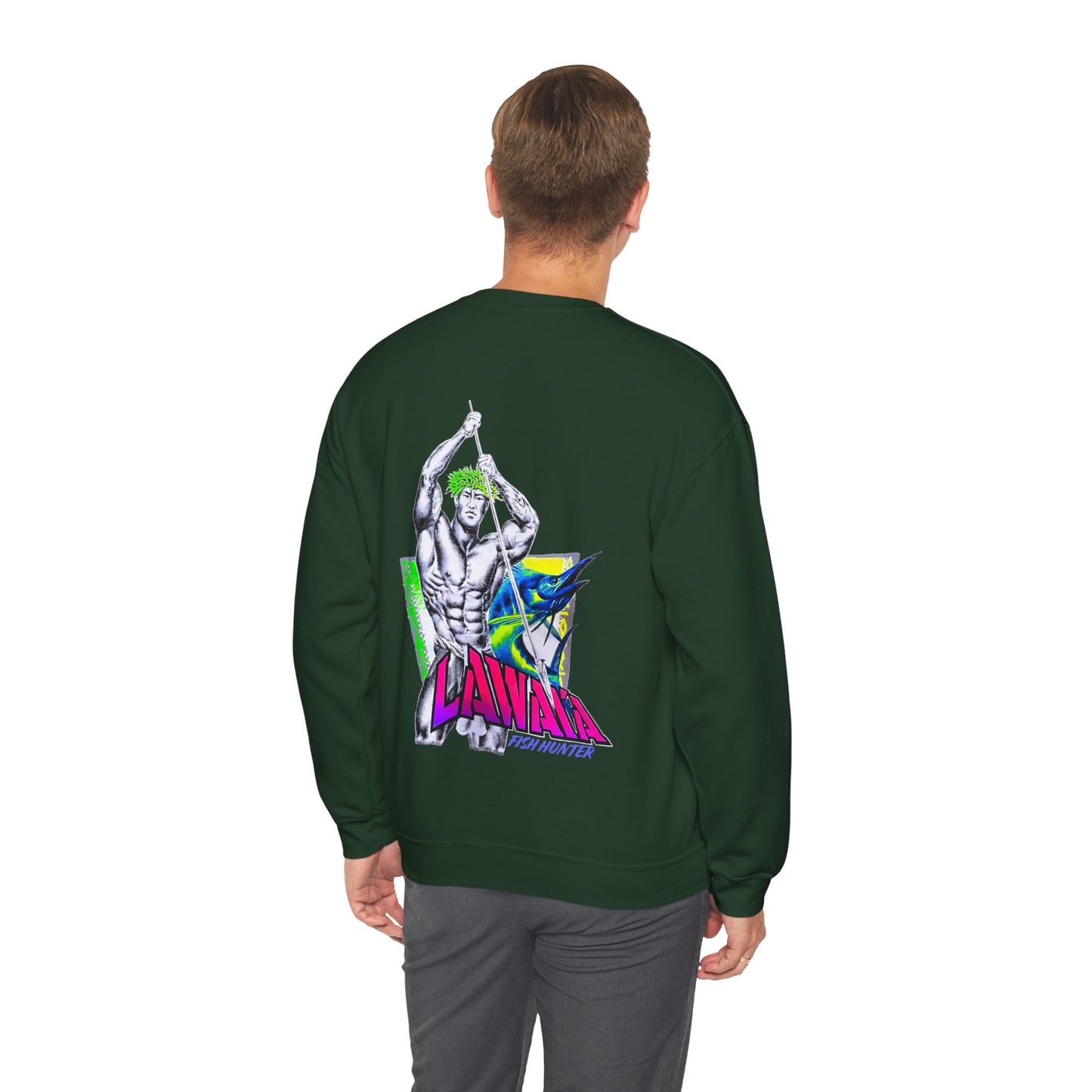 Hawaiian Strength Lawai'a Fish Hunter Vintage Design 90s New Print Unisex Heavy Blend™ Crewneck Sweatshirt