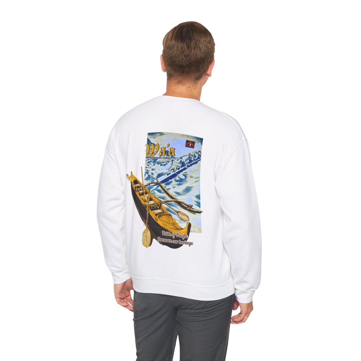 Hawaiian Strength Hawaiian Canoe Wa'a Pride of Pacific Preserve our Heritage Vintage Design 90s New Print Unisex Heavy Blend™ Crewneck Sweatshirt