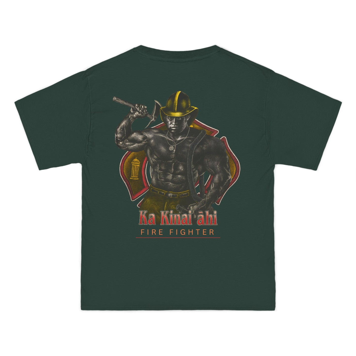 Hawaiian Strength Fire Fighter Ka Kainai ahi Vintage Design 90s New Print Beefy-T®  Short-Sleeve T-Shirt