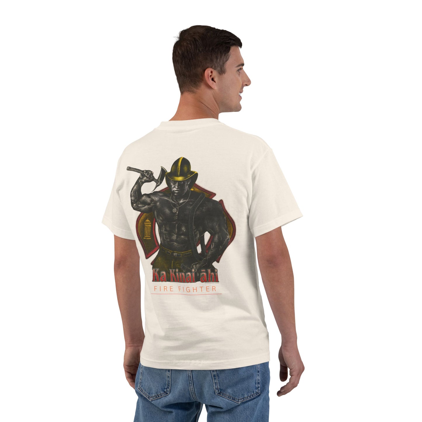 Hawaiian Strength Fire Fighter Ka Kainai ahi Vintage Design 90s New Print Beefy-T®  Short-Sleeve T-Shirt