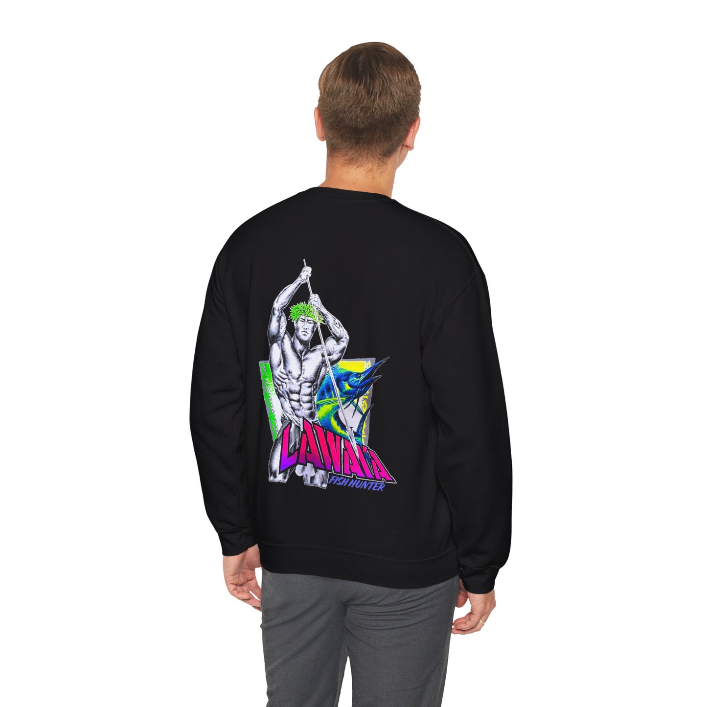 Hawaiian Strength Lawai'a Fish Hunter Vintage Design 90s New Print Unisex Heavy Blend™ Crewneck Sweatshirt