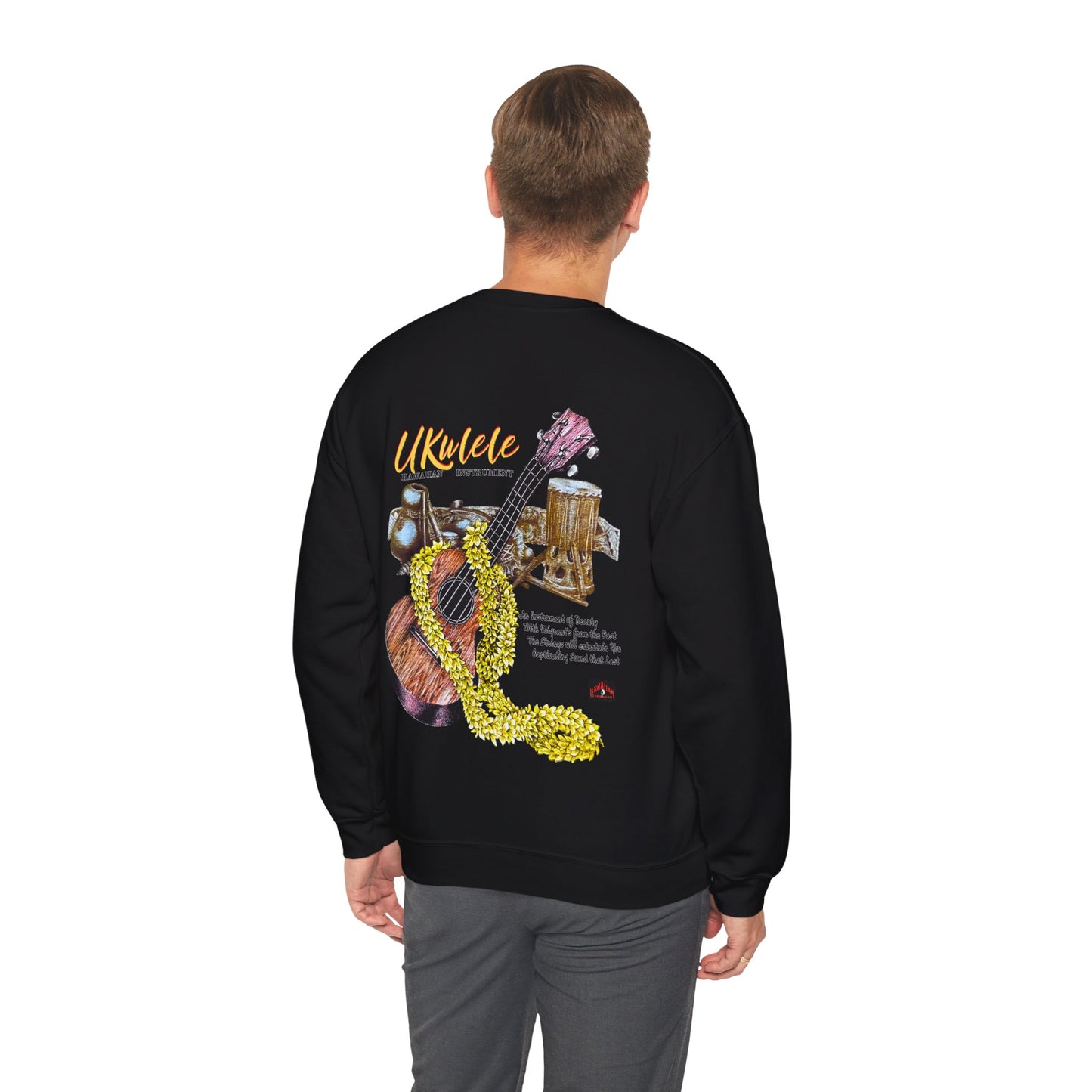 Hawaiian Strength Ukulele Hawaiian Instrument Vintage Design 90s New Print Unisex Heavy Blend™ Crewneck Sweatshirt