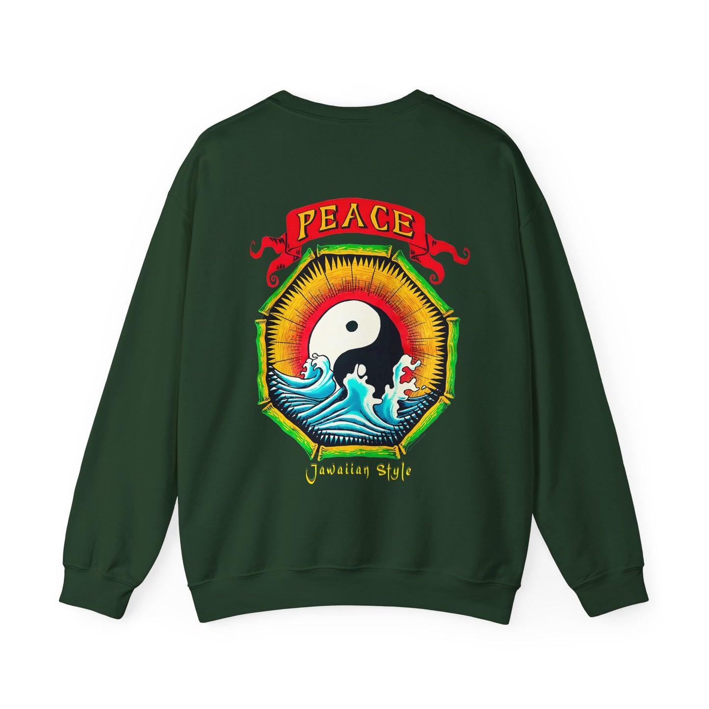 Jawaiian Strength Peace Jawaiian Style Vintage Design 90s New Print Unisex Heavy Blend™ Crewneck Sweatshirt