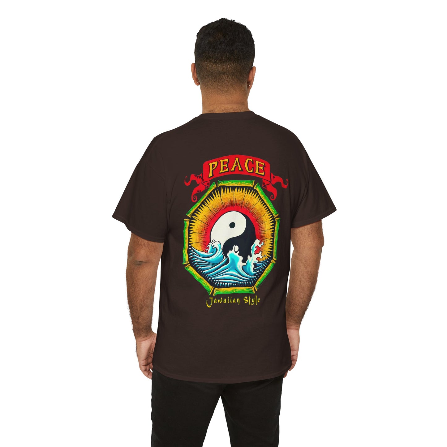 Jawaiian Strength Peace Jawaiian Style Vintage Design 90s New Print Unisex Heavy Cotton Tee