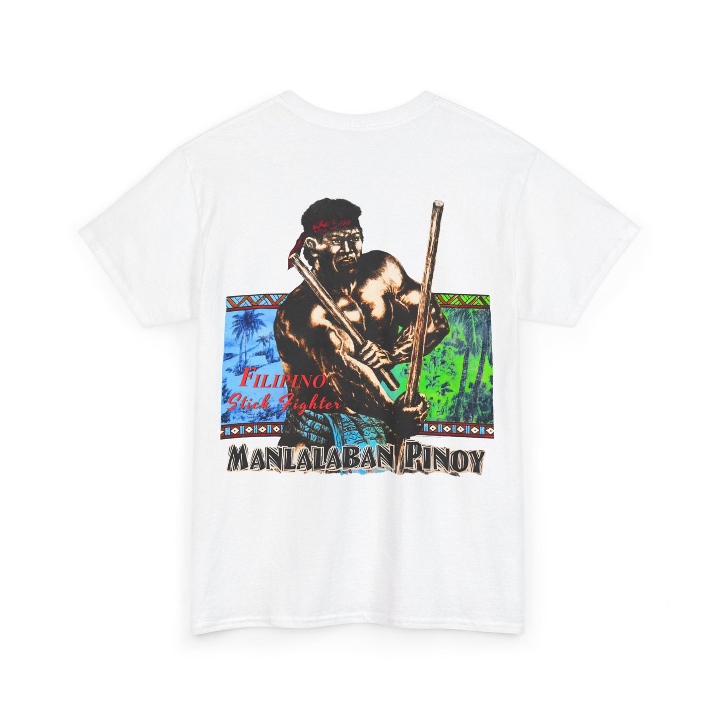 Filipino Strength Manlalaban Pinoy Stick Fighter Vintage Design 90s New Print T-shirt Unisex Heavy Cotton Tee