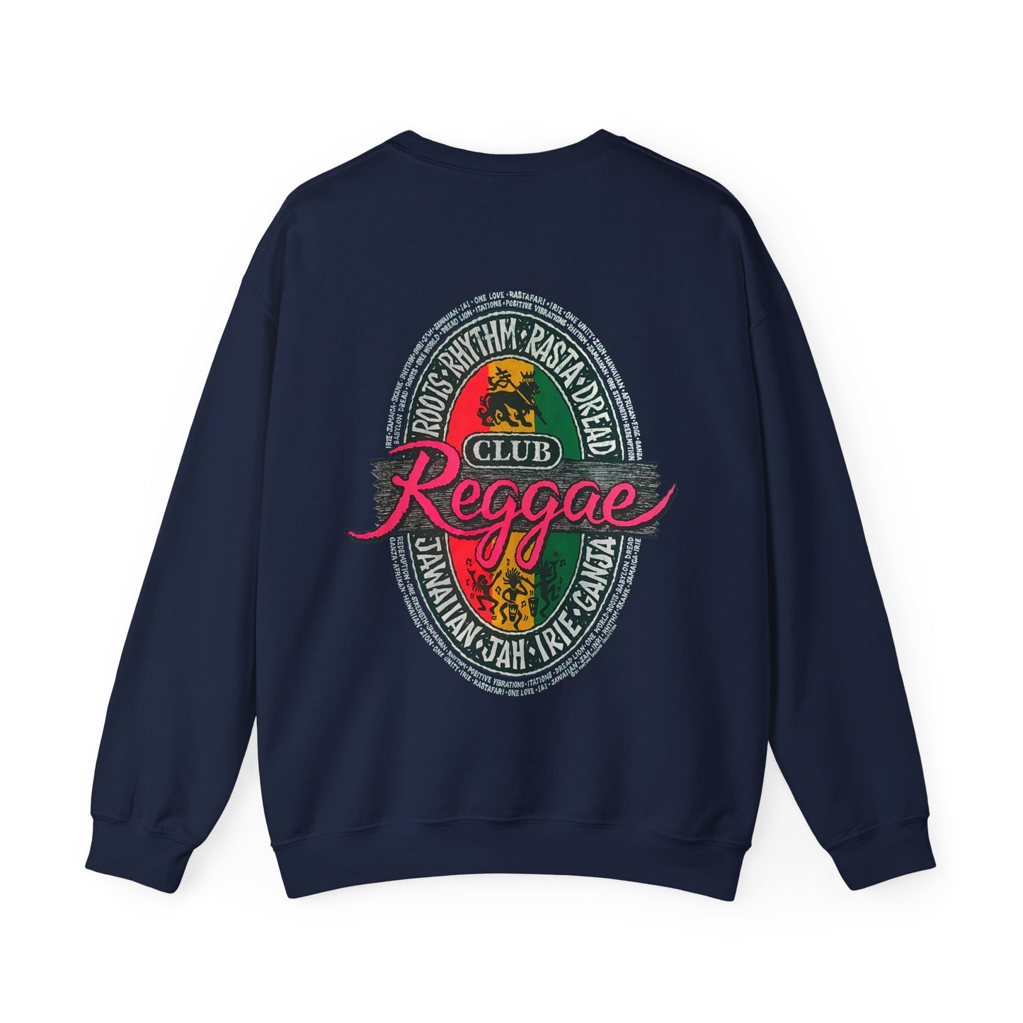 Jawaiian Strength Reggae Club Roots Rhythm Rasta Dread Jawaiian Jah Irie Ganja Vintage Design 90s New Print Unisex Heavy Blend™ Crewneck Sweatshirt