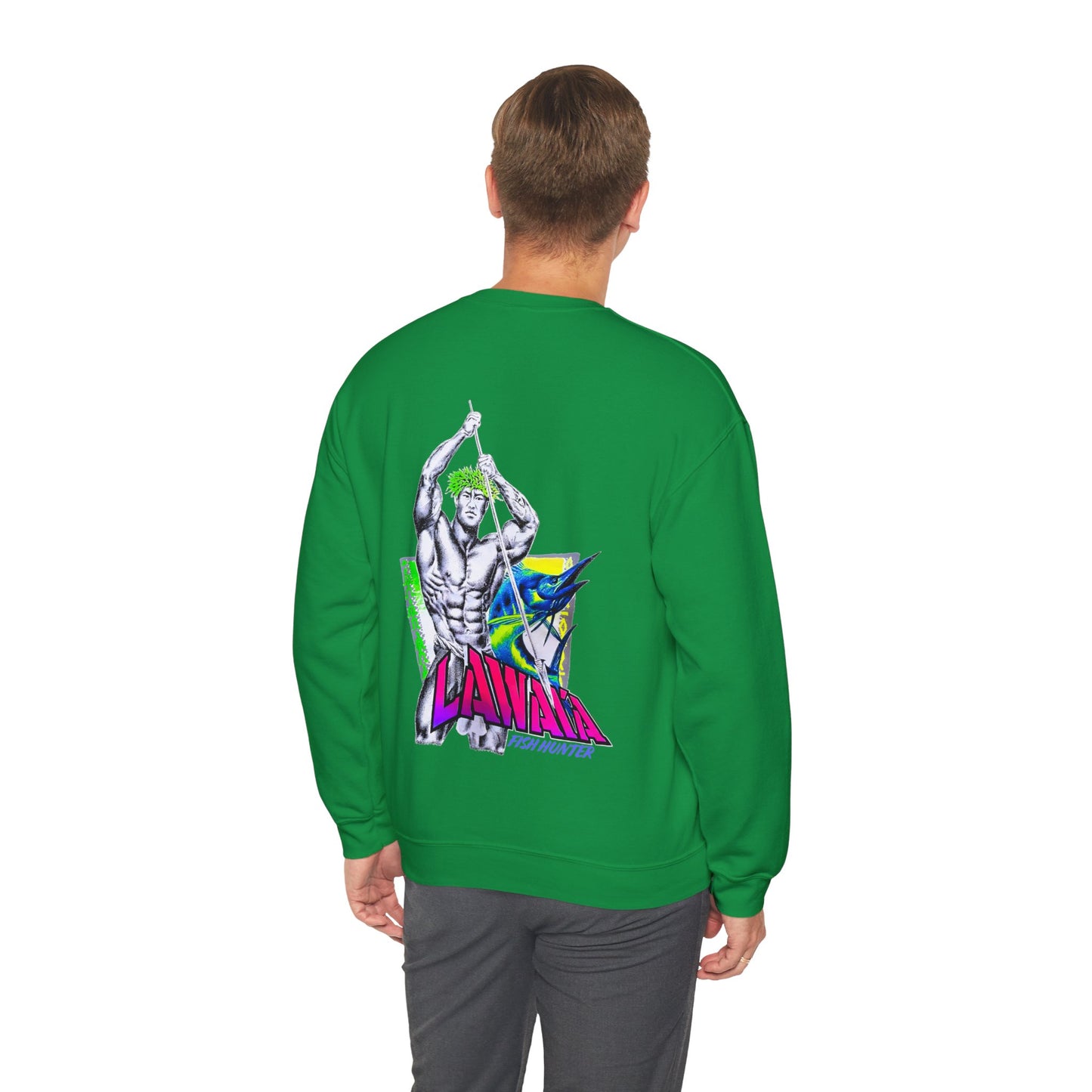 Hawaiian Strength Lawai'a Fish Hunter Vintage Design 90s New Print Unisex Heavy Blend™ Crewneck Sweatshirt