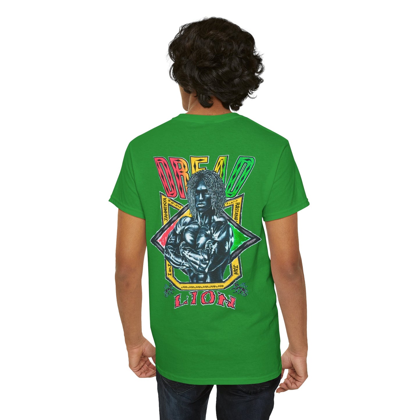 Jawaiian Strength Dread Lion Vintage 90s Design New Print Unisex Heavy Cotton Tee