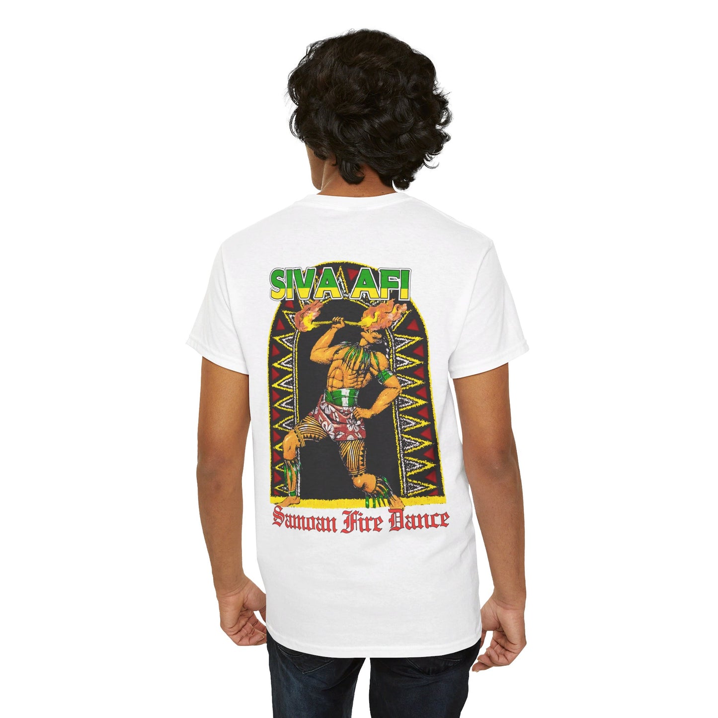 Samoan Strength Siva Afi Samoan Fire Dance Vintage Design 90s New Print Unisex Heavy Cotton Tee