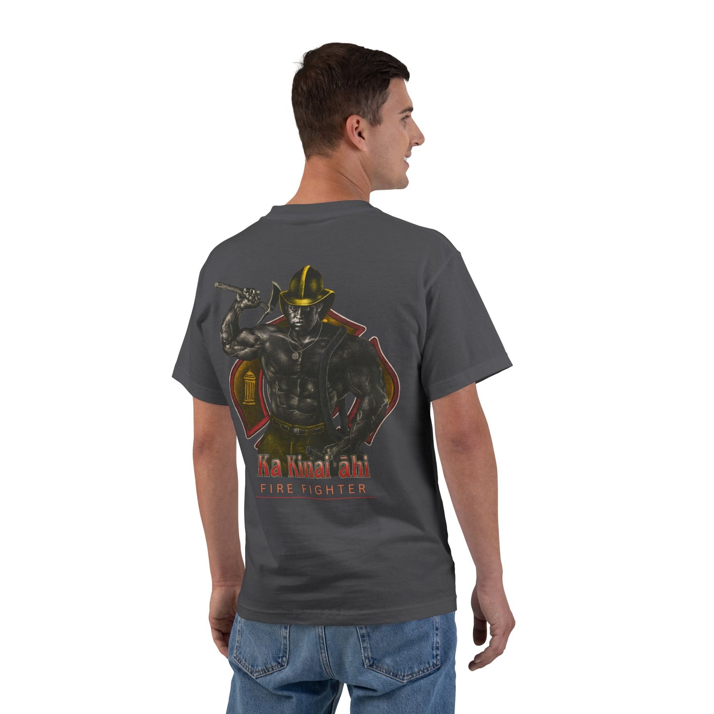 Hawaiian Strength Fire Fighter Ka Kainai ahi Vintage Design 90s New Print Beefy-T®  Short-Sleeve T-Shirt