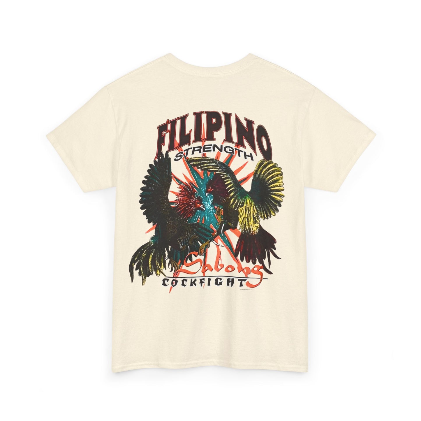 Filipino Strength Sabong Cockfight Vintage Design 90s New Print T-shirt Unisex Heavy Cotton Tee