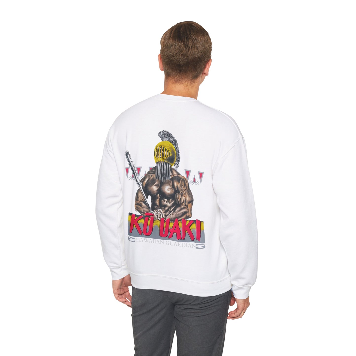 Hawaiian Strength Hawaiian Guardian Ku Uaki Vintage Design 90s New Print Unisex Heavy Blend™ Crewneck Sweatshirt