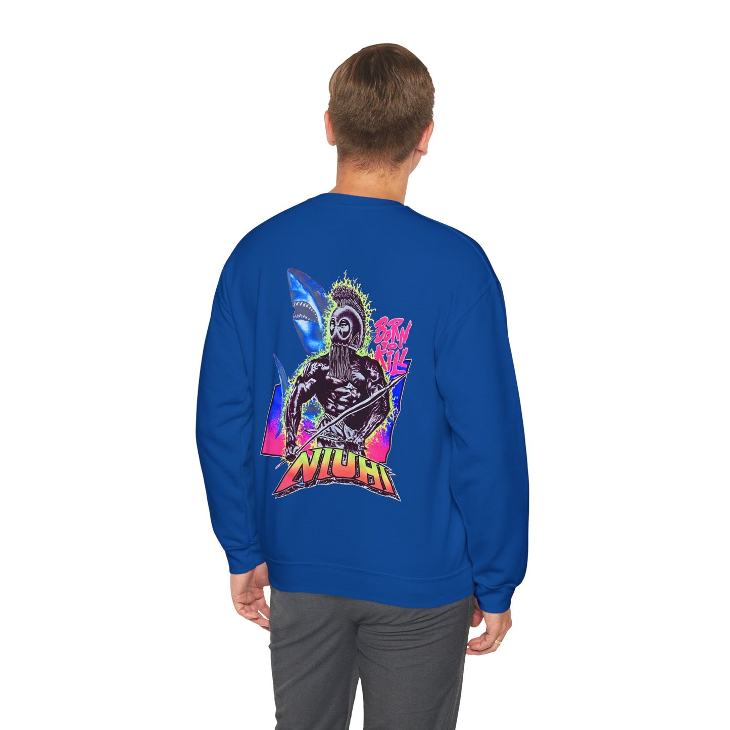 Hawaiian Strength Niuhi Born To Kill Vintage Design 90s New Print Unisex Heavy Blend™ Crewneck Sweatshirt