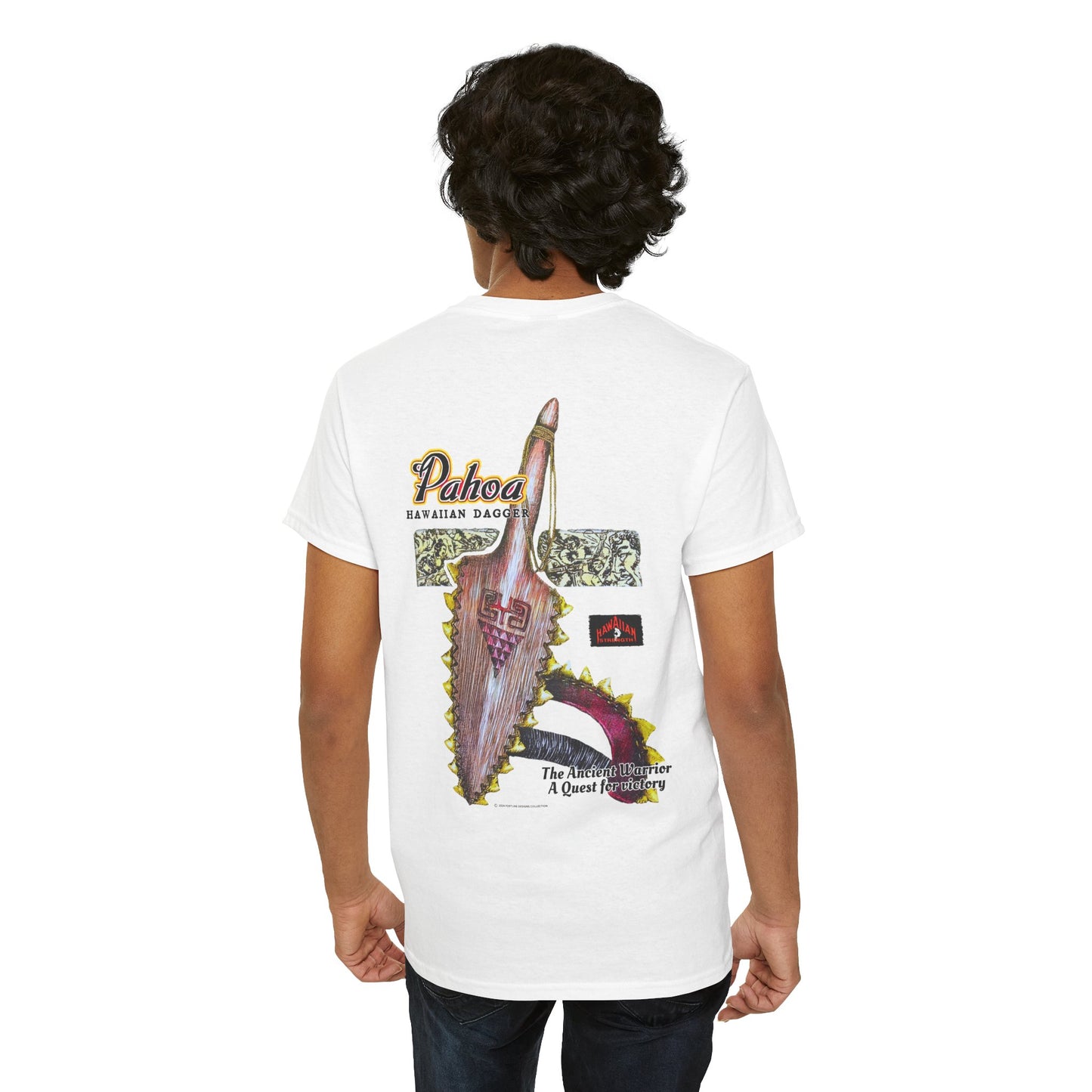 Hawaiian Strength Pahoa Hawaiian Dagger Vintage 90s Design New Print Unisex Heavy Cotton Tee