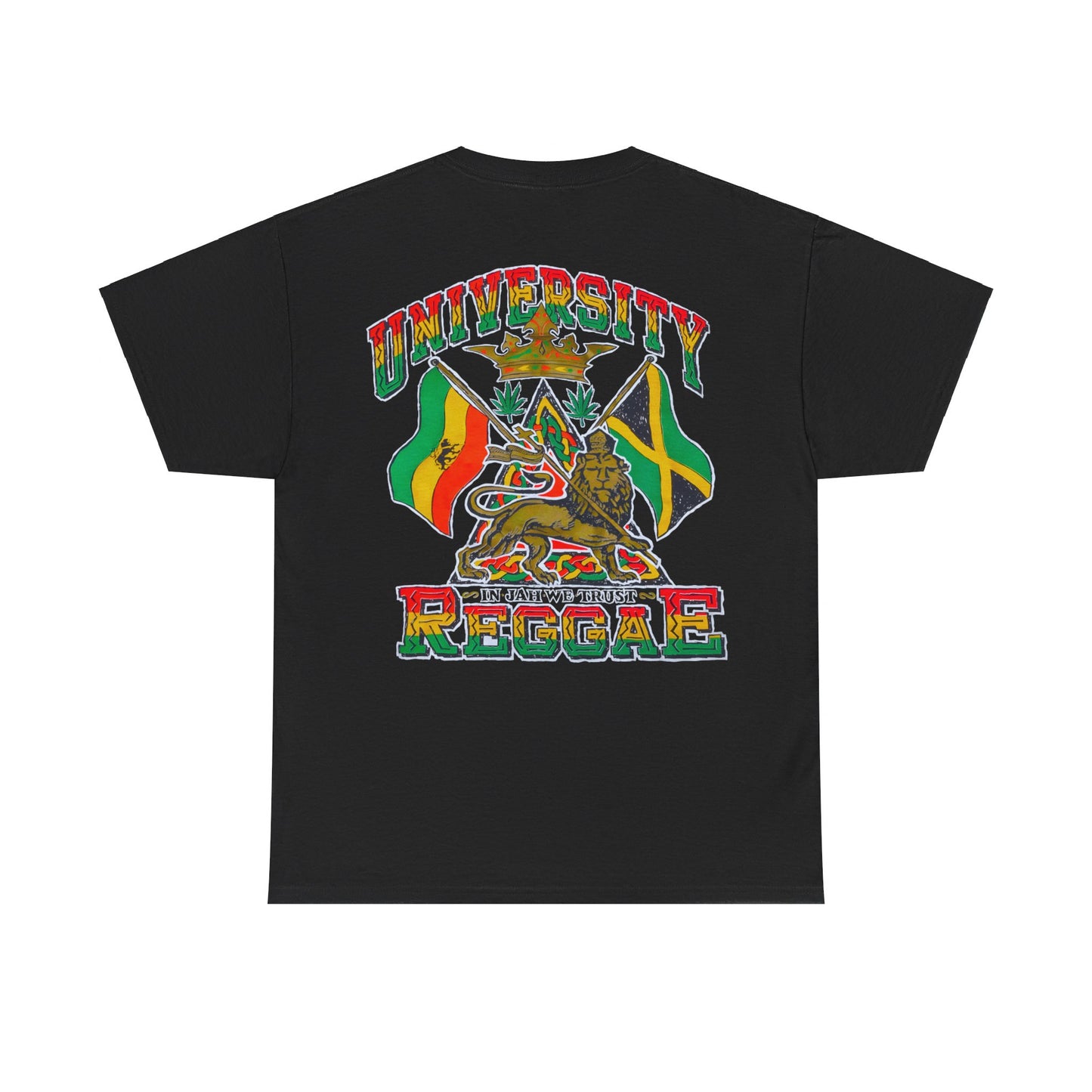 Jawaiian Strength University Reggae In Jah We Trust Vintage Design 90s New Print Unisex Heavy Cotton Tee