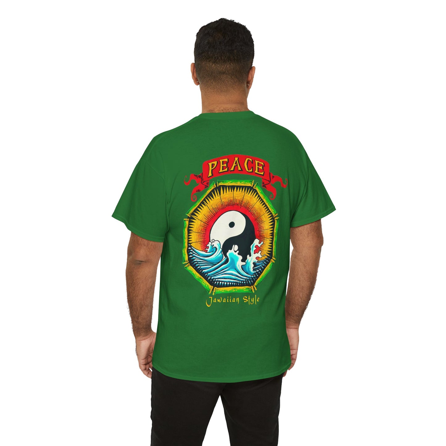 Jawaiian Strength Peace Jawaiian Style Vintage Design 90s New Print Unisex Heavy Cotton Tee