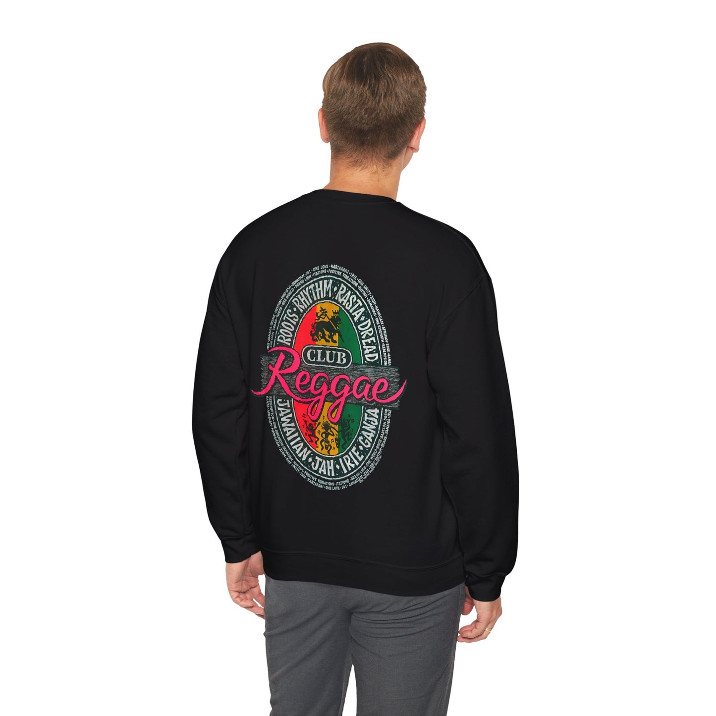 Jawaiian Strength Reggae Club Roots Rhythm Rasta Dread Jawaiian Jah Irie Ganja Vintage Design 90s New Print Unisex Heavy Blend™ Crewneck Sweatshirt