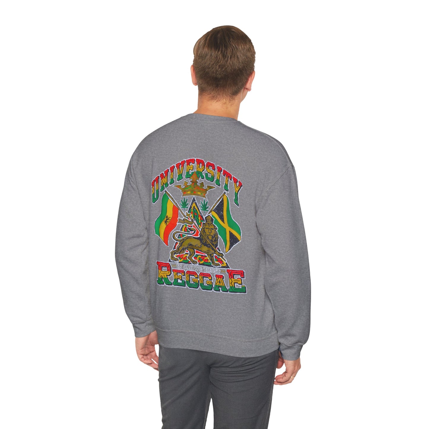 Jawaiian Strength University Reggae In Jah We Trust Vintage Design 90s New Print Unisex Heavy Blend™ Crewneck Sweatshirt