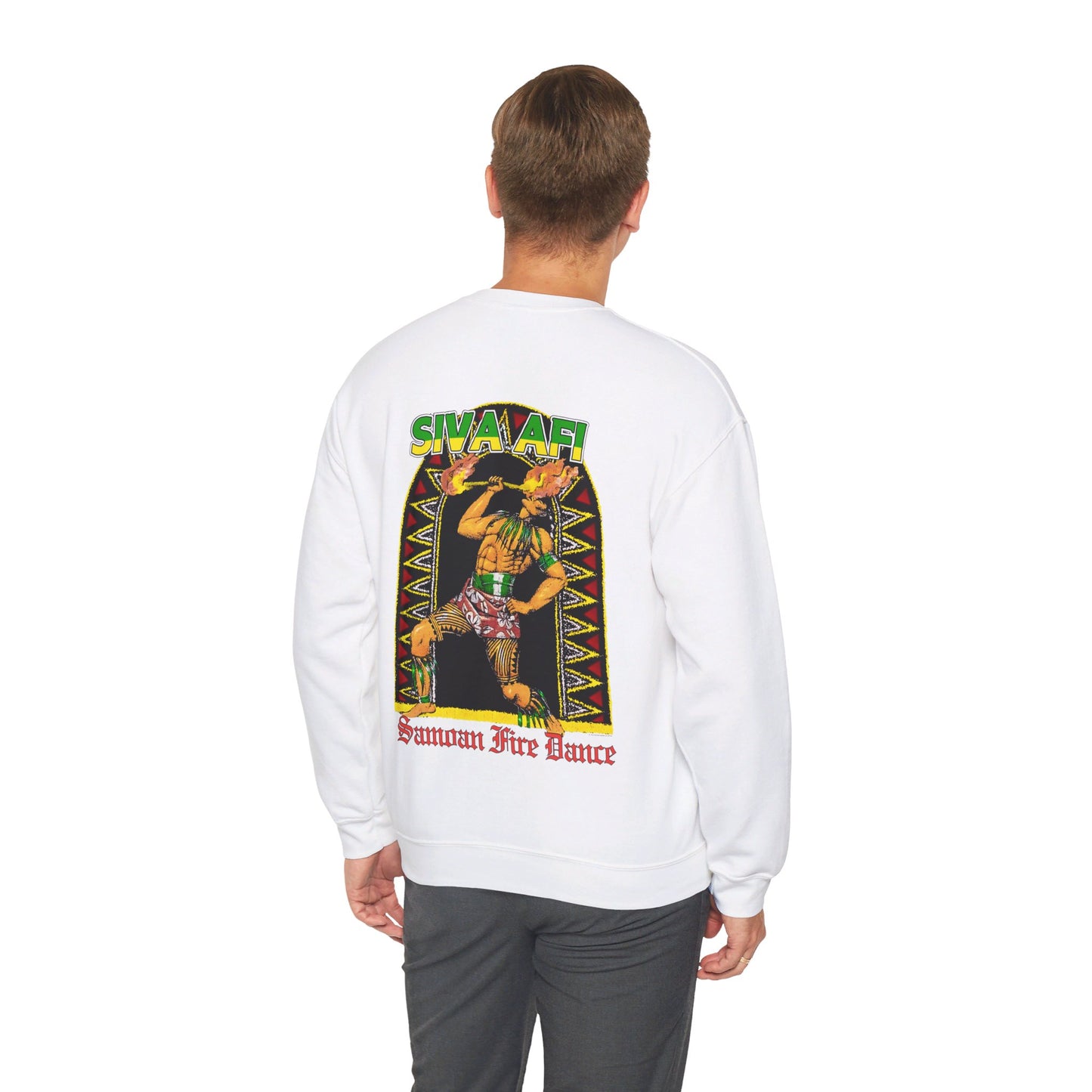 Samoan Strength Siva Afi Samoan Fire Dance Vintage Design 90s New Print Unisex Heavy Blend™ Crewneck Sweatshirt