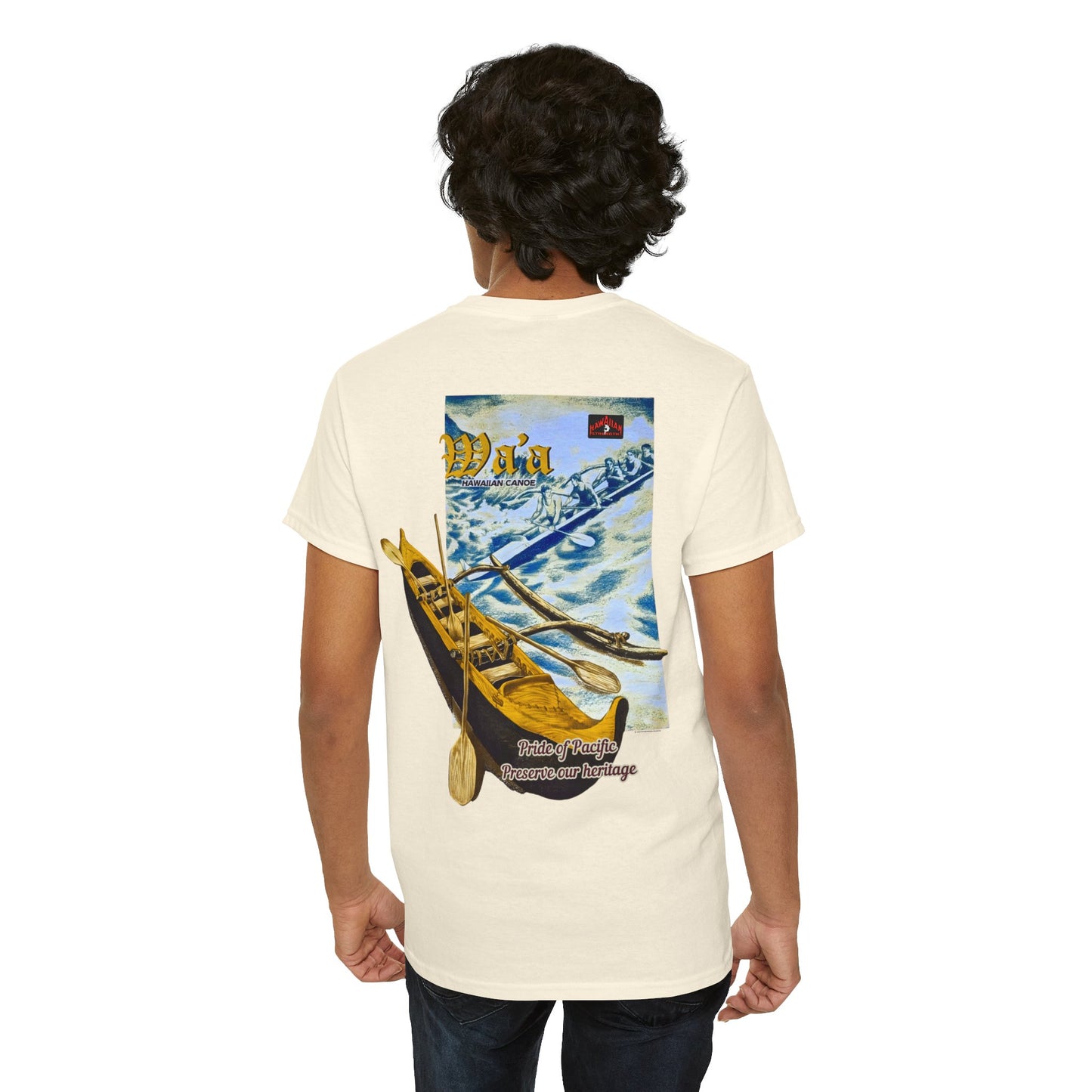 Hawaiian Strength Hawaiian Canoe Wa'a Pride of Pacific Preserve our Heritage Vintage Design 90s New Print T-shirt Unisex Heavy Cotton Tee