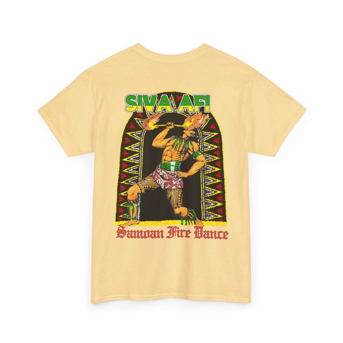 Samoan Strength Siva Afi Samoan Fire Dance Vintage Design 90s New Print Unisex Heavy Cotton Tee