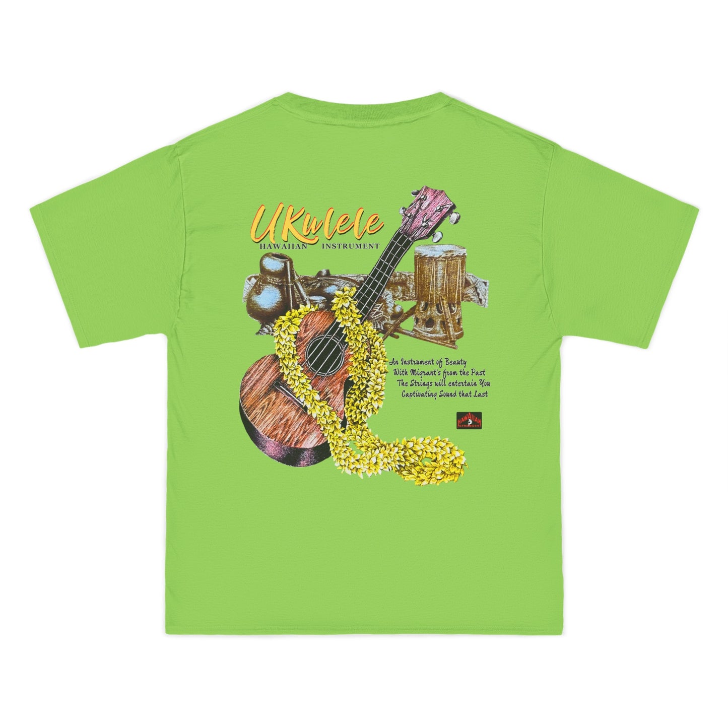 Hawaiian Strength Ukulele Hawaiian Instrument Vintage Design 90s New Print Beefy-T®  Short-Sleeve T-Shirt
