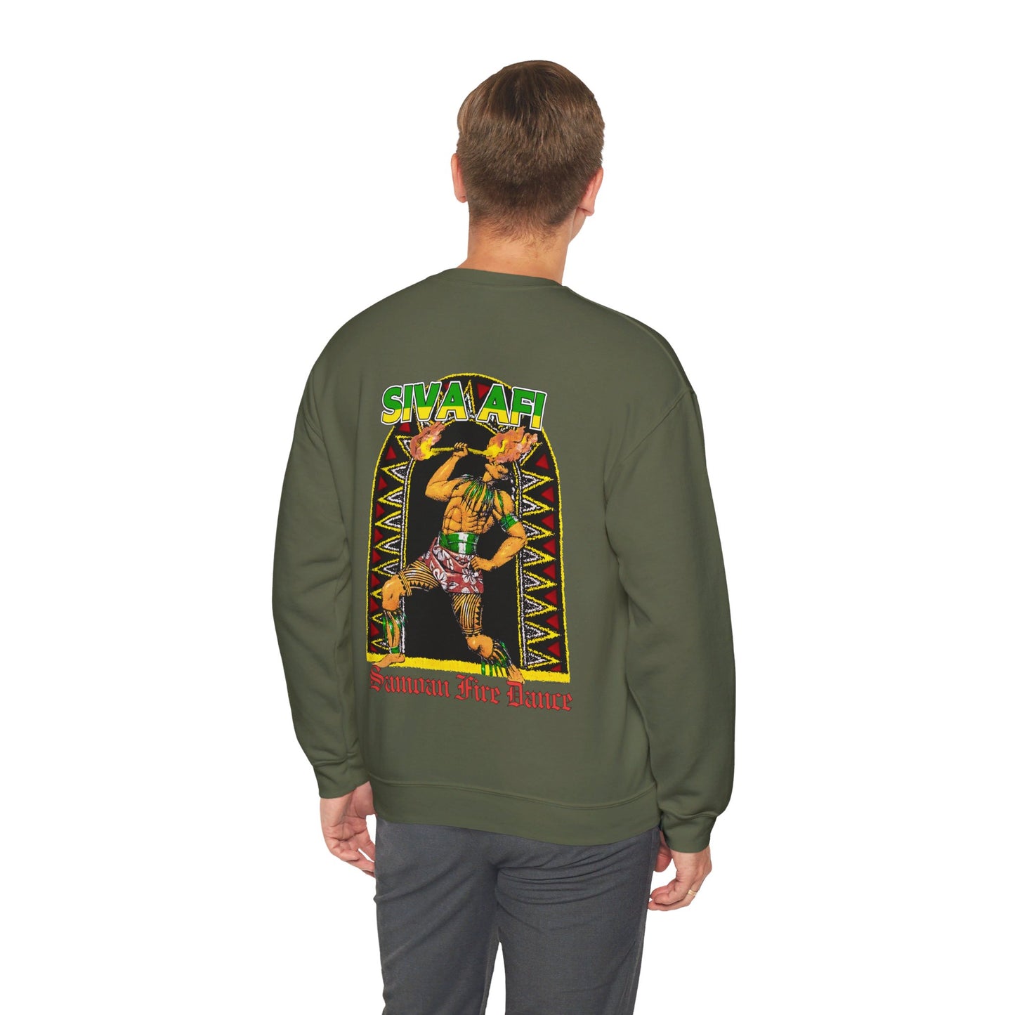 Samoan Strength Siva Afi Samoan Fire Dance Vintage Design 90s New Print Unisex Heavy Blend™ Crewneck Sweatshirt