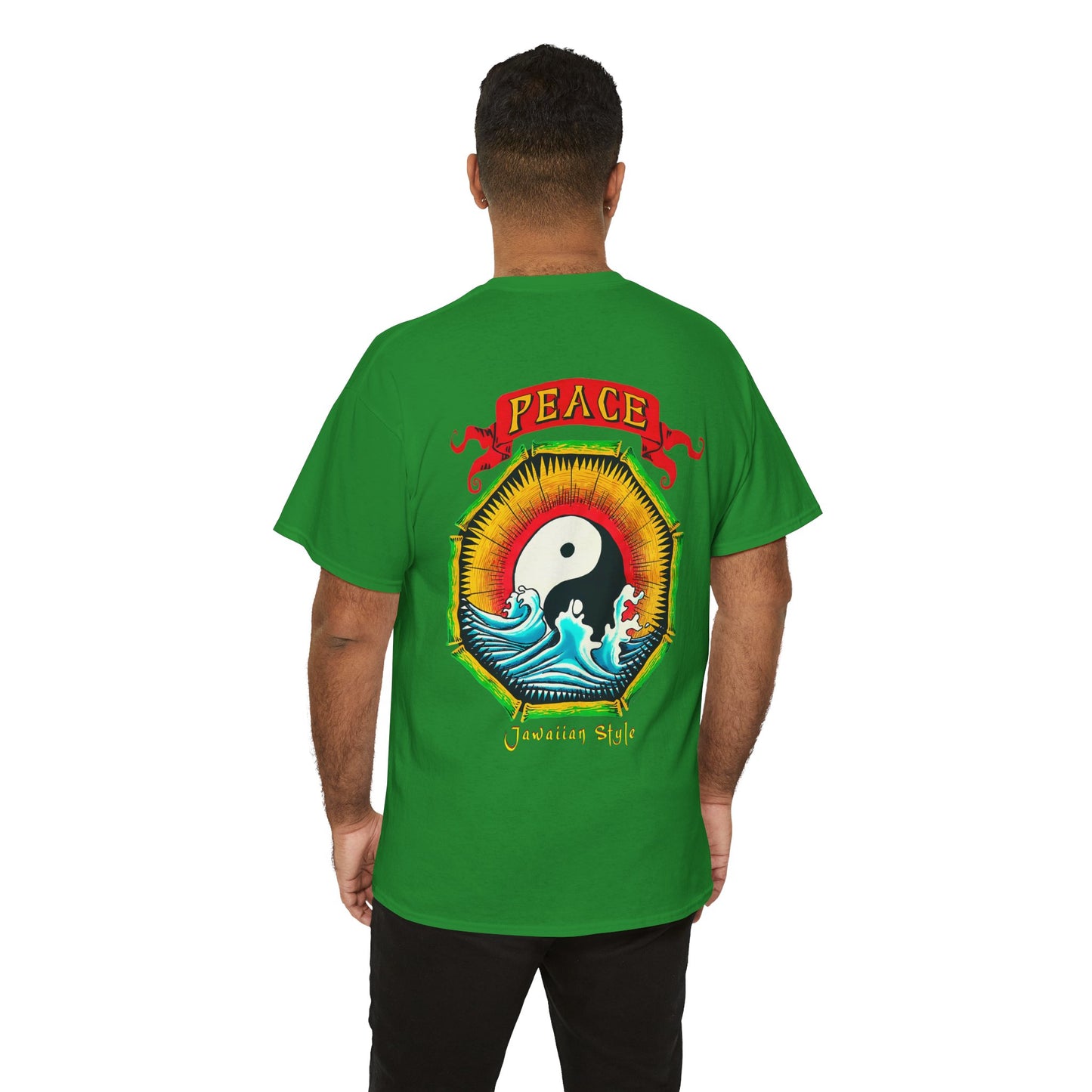 Jawaiian Strength Peace Jawaiian Style Vintage Design 90s New Print Unisex Heavy Cotton Tee